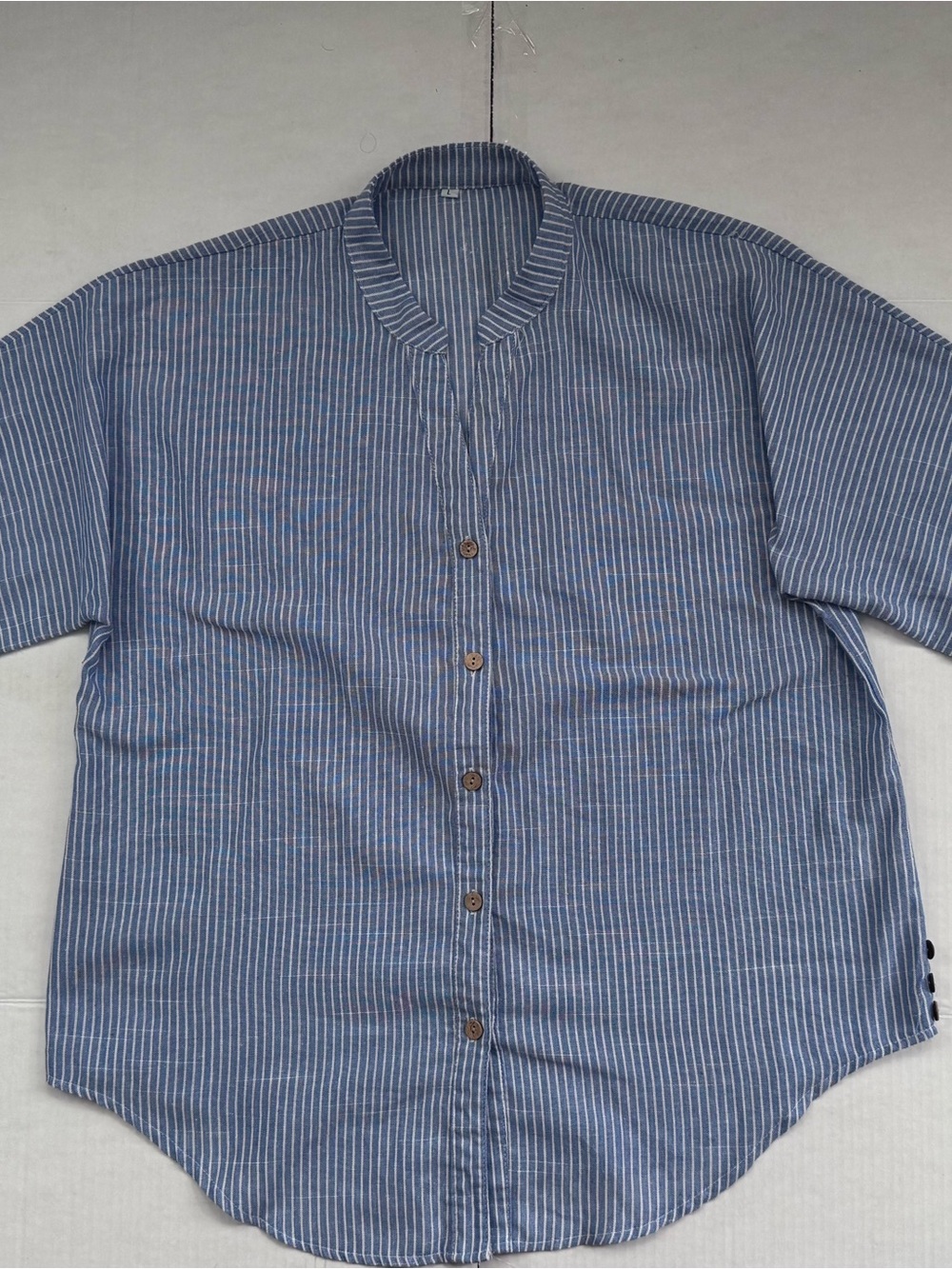 Blue Striped Button-Down Casual Shirt Jacket